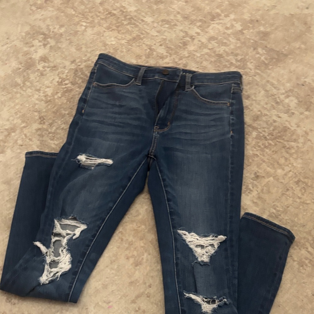 American Eagle Dark Blue Ripped Skinny Jeans